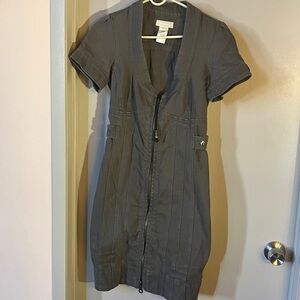 Vintage Diesel Jeans denim Gray Short Sleeve Zip-Up Dress Bodycon